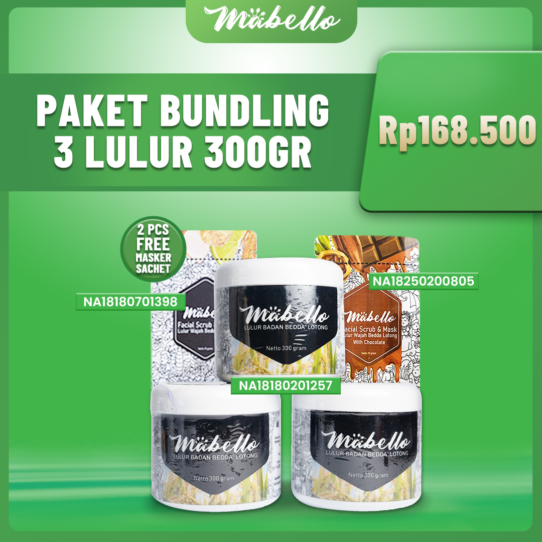 Mabello Paket Bundling 3 PCS Lulur 300gr 